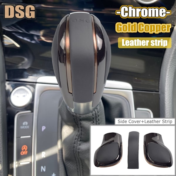 Bil Röd/Blå Växlingsknopp Spak Krom Matt För Volkswagen VW Golf 7 DSG Cover Emblem-Krom grå-Guld 1 Chrome grey-Gold 1