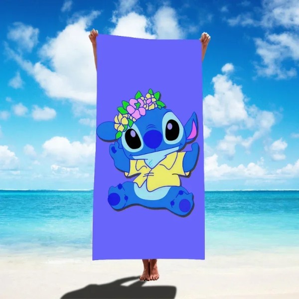 Disney Lilo & Stitch Badhandduk Tecknad Mjuk Absorberande Snabbtorkande Strandhanddukar Kawaii Anime Angel Stitch 3D Print Badhanddukar 27 Thick style 75x150cm