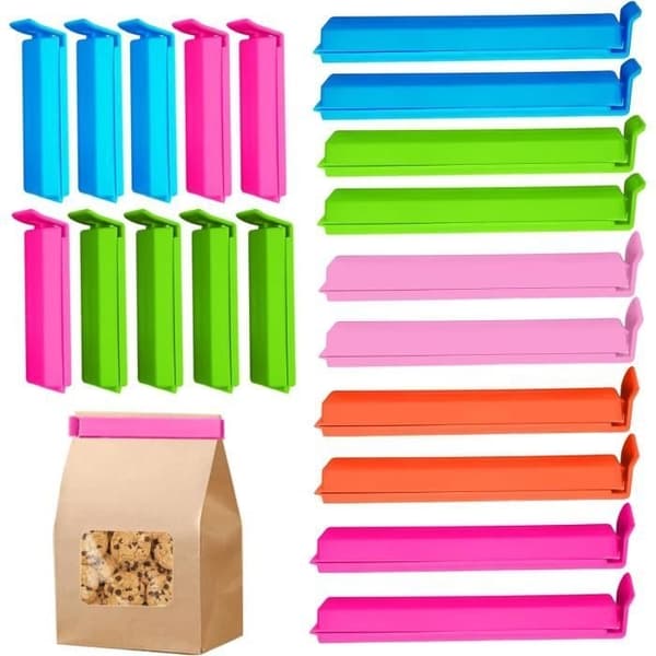 20 stk. matposeklyper, matposeforseglingsklyper, fargerike plastmatklyper, poseforseglingsklyper