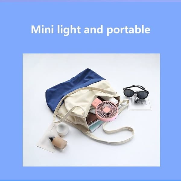 Mini Bærbar Håndholdt Ventilator med Stativ, USB Opladning Skrivebords Elektrisk Ventilator ()