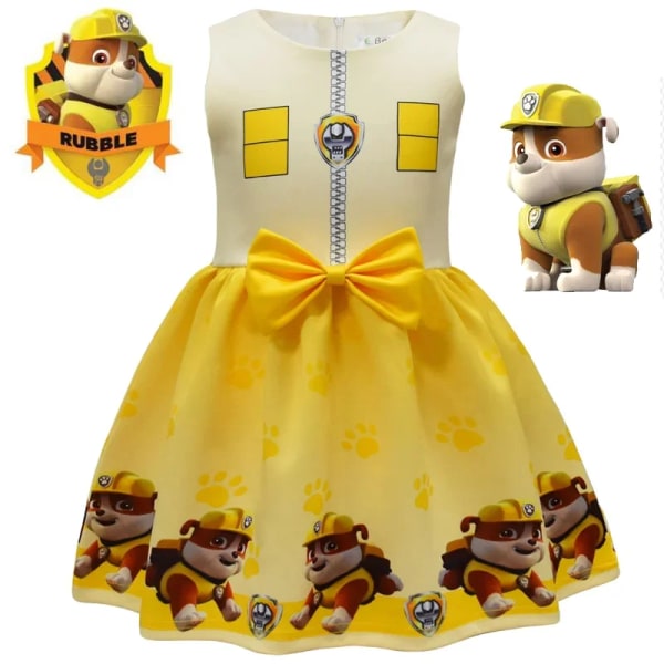 Paw Patrol Anime Barnkläder Tecknad Patrol Canine Girl Dress Digital Perifer Printing Girl Bowknot Dress Party Bal Pink 140cm