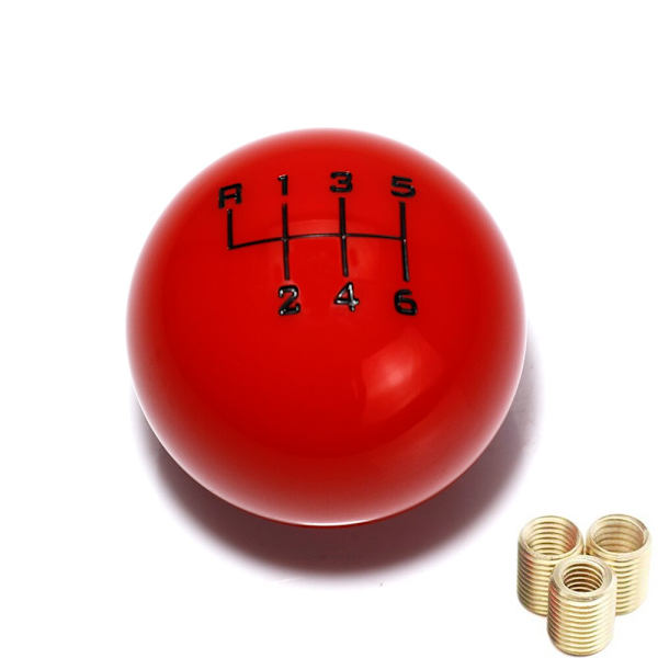 Universal 6-växlad rund växelspaksknopp Växelspak Huvud-6 växlar röd 6 speed red