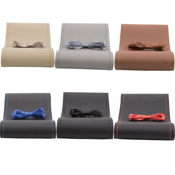 (Ljusgrå) Rattskydd för DIY-billäder Fläta på ratten Cover med nål och gänga Inredningstillbehörsatser Llight gray
