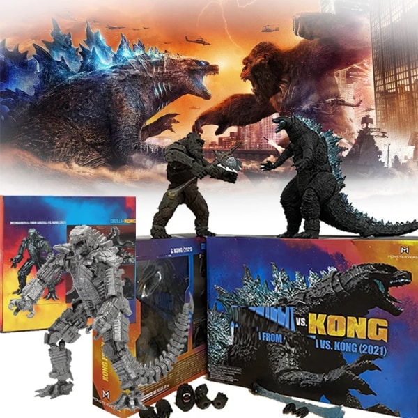 SHM Kong From Godzilla Vs Kong 2021 Film PVC Action Figur Kaiju Monsterverse Dinosaur Model Samlarobjekt Action Leksaker Presenter C No box