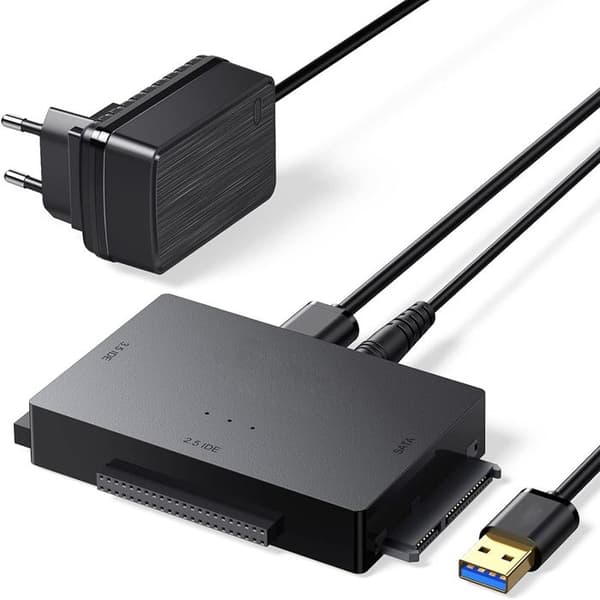 USB 3.0 til IDE SATA Harddisk Adapter til 2.5\" 3.5\" IDE SATA SSD HDD med Ekstern Strømadapter Black