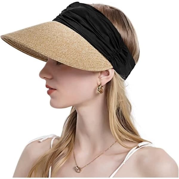 Solhat - Kvinder - Strå - Anti UV - Bred Skygge - Chic Black