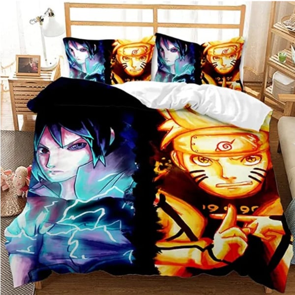 Anime Naruto Sängkläder Set för barn Pojkar Dubbelt cover Täcken Set Akatsuki Itachi Sasuke Kakashi Lakan Baby Överkast Q King259cmx228cm