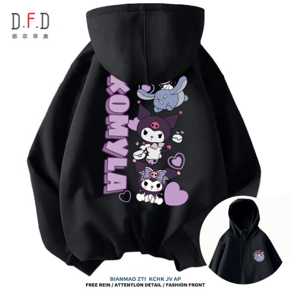 Ny Miniso Sanrio Kuromi huvtröja dam Y2K printed långärmad tröja Sweet Girl Pullover Kläder Present 1 S 35-40kg