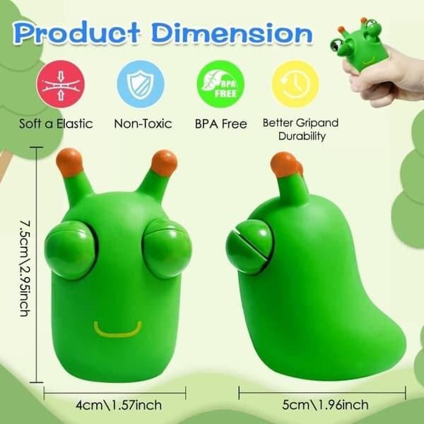 Stress Relief Leke - Squishy - Gressorm Klype Leke - Sensorisk Orm Klem Leke