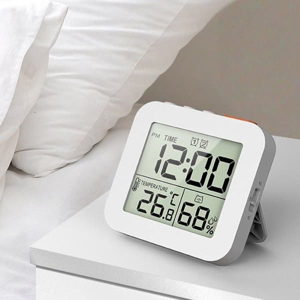 (Hvit) LCD digitalt display termo-hygrometer multifunksjon termo-hygrometer klokke syklisk timer to sett White