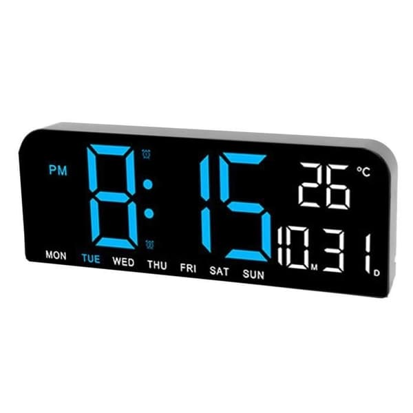 SALUTUYA Stor Digital Väggklocka SALUTUYA LED Bordsklocka Digital Väckarklocka Stor Display LED Väggklocka Blå