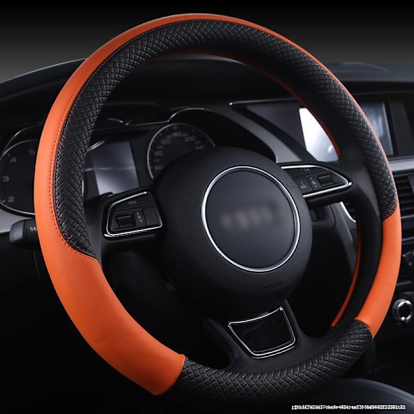 (Orange)Läder Sportbilsrattkåpa Halkfri cover för Audi A1 8X A2 A3 A4 A5 A6 Avant Inredningsdetaljer Orange