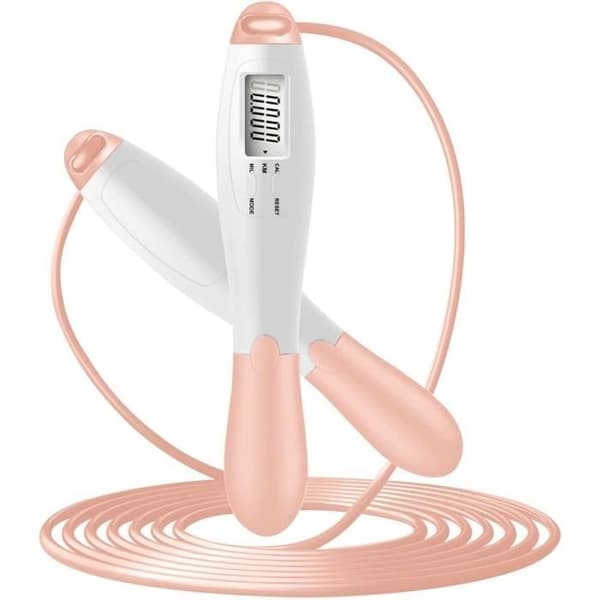 Smart Hopprep Justerbart Hopprep med Kaloriräknare och Timer Halkfria Handtag Rosa och Vit