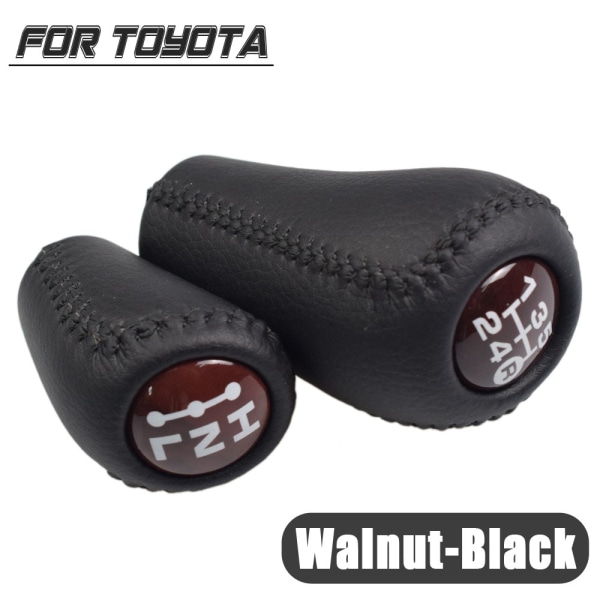Äkta läder för Toyota Prado LC120 Land Cruiser Prado 2003-2009 Bil 5-växlad MT Växelspaksknopp Transmission+Transfer Gear Shift-RedWood-Set RedWood-Set