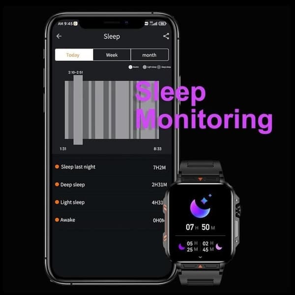 Smartwatch - LECOO - 1.95\" HD - Bluetooth-samtal - Hälsoövervakning - IP68 Vattentät