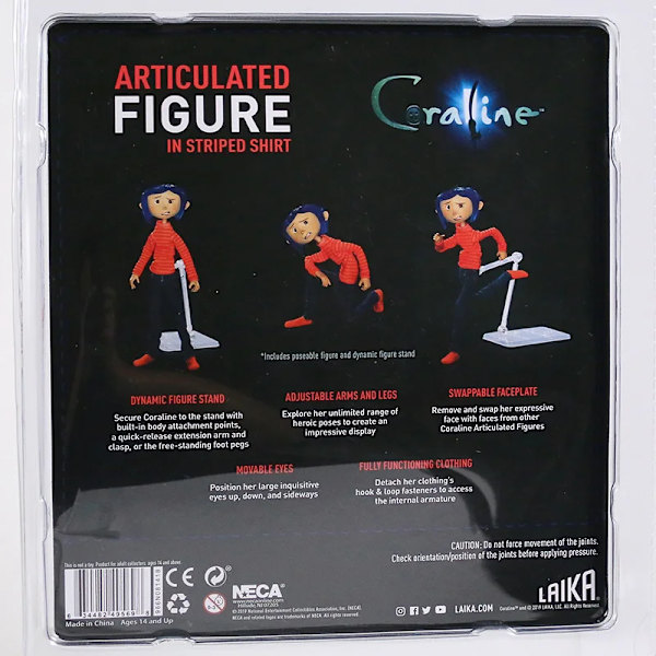 NECA Coraline i randig skjorta/gul regnkappa 7" ABS/PVC Action Figure Toy Doll C