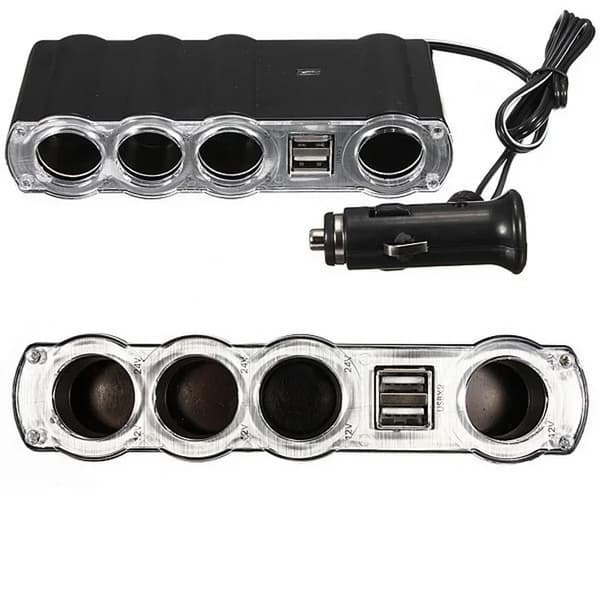 Universal Bilforlænger Splitter 12V 4-vejs Auto Multi Socket USB-stik Adapter Oplader Dobbelt USB Bil Cigarettænder