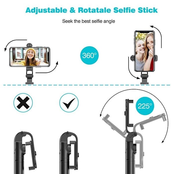 Svart Bluetooth Selfiepinne