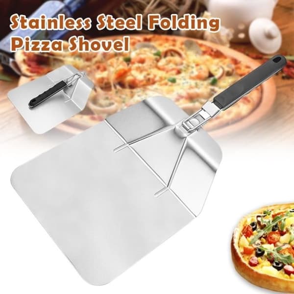 Pizzaspade, kagespade, pizzaskærer, køkkenspade med foldbart håndtag i rustfrit stål