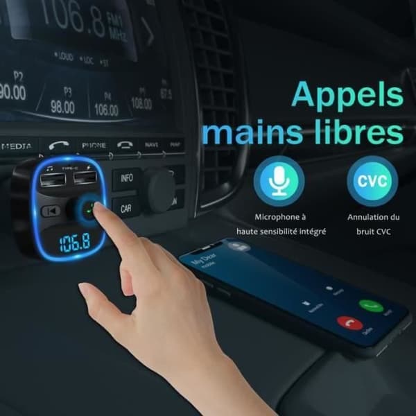LENCENT BIL FM-TRANSMITTER Bluetooth Bil FM-Transmitter Bluetooth Bil MP3-afspiller Trådløs Radio Adapter Kit