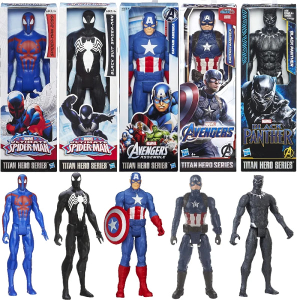 Hasbro Marvel Legends The Avengers Titan Hero Series Spiderman Black Panther Captain America 12 tums actionfigurmodell leksak Black Panther