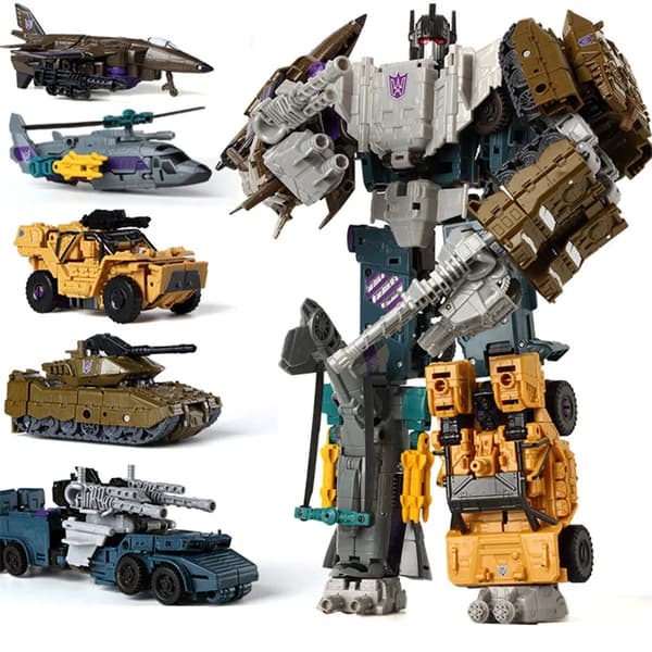 Haizhixing 5 i 1 Bruticus Devastator Superion Defensor Transformasjon Robot Bil Action Figurer Flymodell Barn Gutt Leke