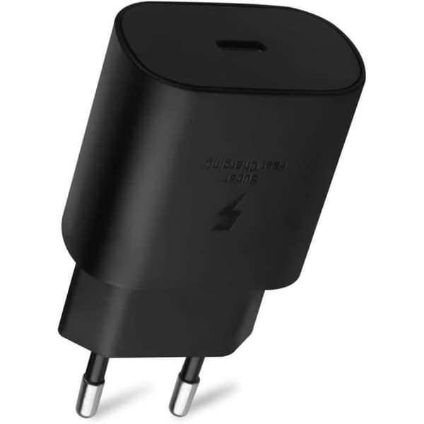 HURTIG AC-oplader - 25W - Til SAMSUNG - USB Type C-port (uden kabel) - Sort Black