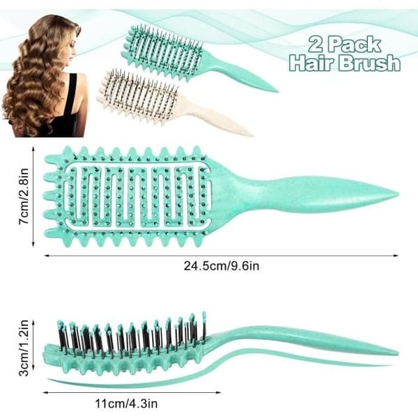 Hårbørste - Uspecificeret - 2 Stykker - Udfiltring - Til Krøllet Hår - Ergonomisk og Bærbar