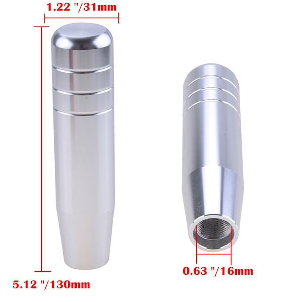 Rhyming 13CM Universal manuell växelspaksknopp Aluminiumväxel växelspaksspak Manuell växellåda Dekorativa biltillbehör-Sliver Sliver