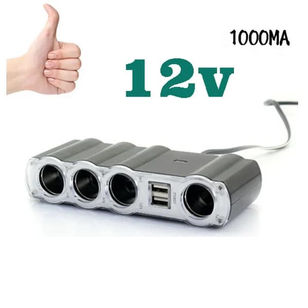 Universal Bilforlænger Splitter 12V 4-vejs Auto Multi Socket USB-stik Adapter Oplader Dobbelt USB Bil Cigarettænder