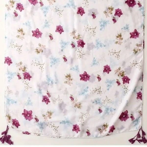 Dame polyester pompom sjal tørklæde 180 x 90 cm 32674 VIOLET BLUE
