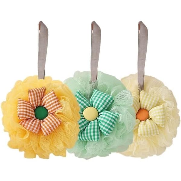3 st Duschblomma, Duschsvamp, Loofah, Duschpuff, Multifärgad Exfolierande Bad Duschpuff
