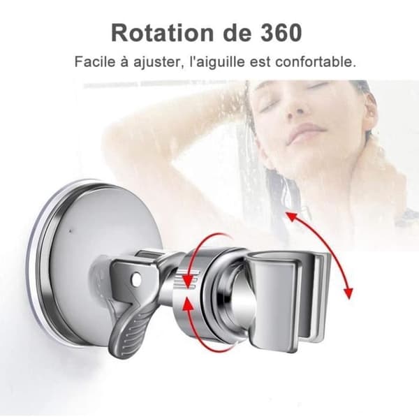 Dusjhodeholder med sugekopp - JORMFTTE - 360° - Hvit - Vannbesparende - Ringformet