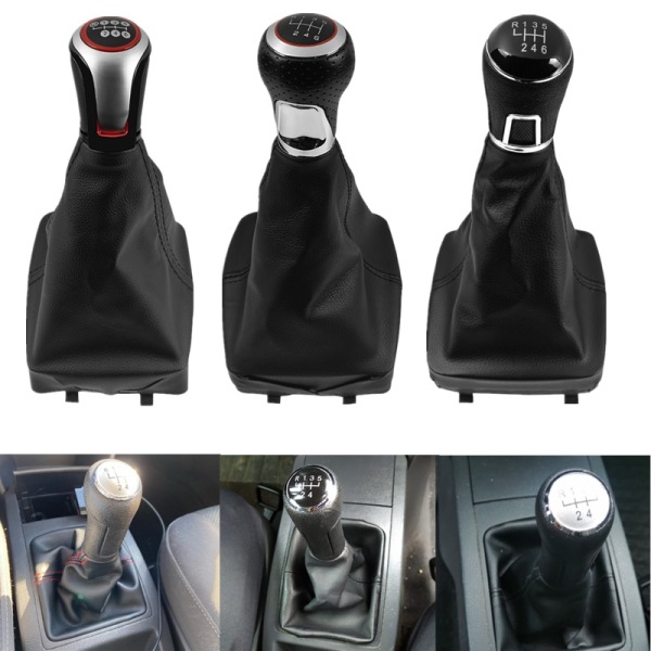 Växelspaksratt Spak Växel PU Läder Gaitor Boot För Volkswagen VW Polo 9N 9N2 GTI 2002 2003 2004 2005 2006 2007 2008 2009-5 Speed B0275 5 Speed B0275