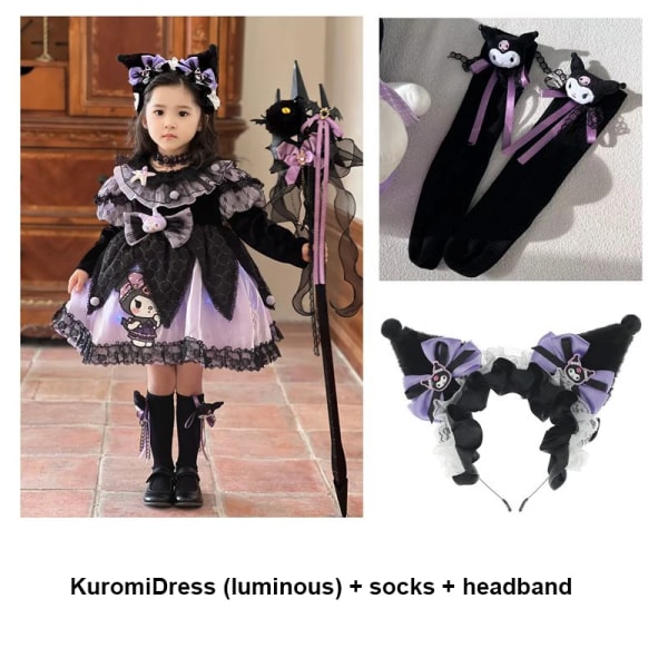 Anime Kawaii Sanrios My Melody Kuromi Lolita Barn Prinsessklänning Bekväm Söt Söt Tjej Tutu-kjol Toddler Födelsedagskläder Kuromi 21 120 cm