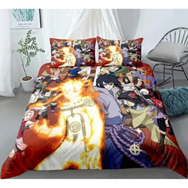 Anime Naruto Sängkläder Set för barn Pojkar Dubbelt cover Täcken Set Akatsuki Itachi Sasuke Kakashi Lakan Baby Överkast E EU S King 260x220cm