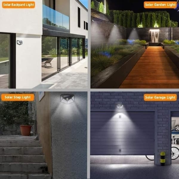 Solcellelampe, 2-pak udendørs solcellelampe 100 LED bevægelsessensor belysning væglampe