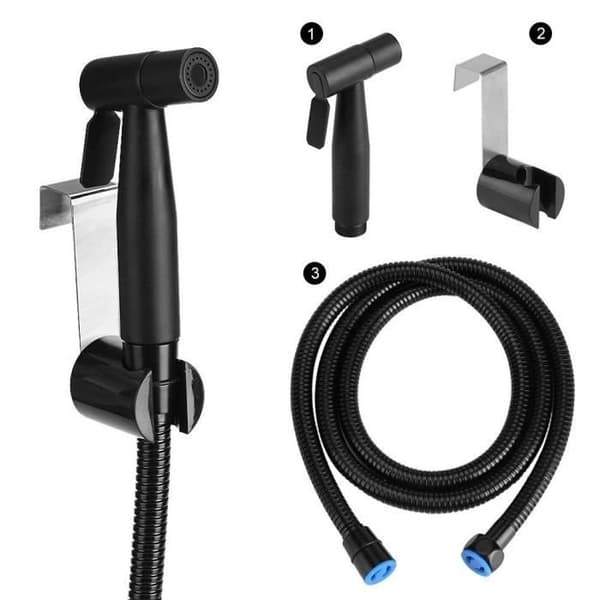 (Sort) Toiletdouche - Shattaf - Hygiejnisk sæt - Rustfrit stål - Sort - Vandbesparende Black