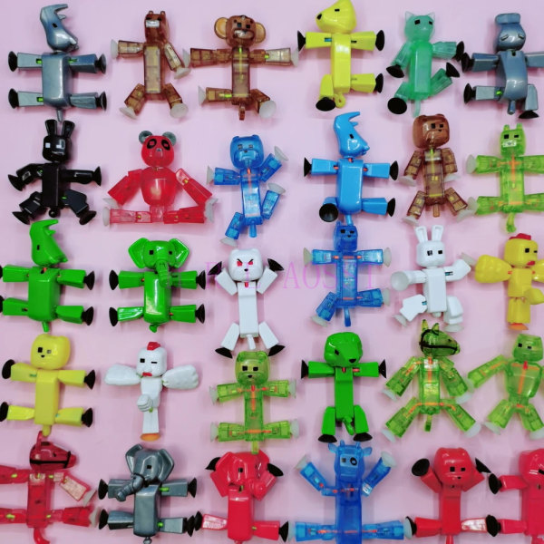 Slumpmässig 1st/3st Färg DIY Creat Animation Film Sticky Robot Sucker Sugkopp Rolig Deformerbar Stick Bot Action Figur Leksaker Different 5Pcs
