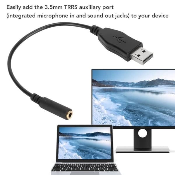 USB-A til 3,5 mm Jack Adapter - Digital Lyd til PC og PS5 - Plug and Play
