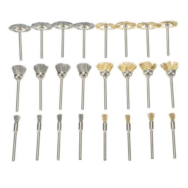 NetBoat 44-delt Mini Wire Brush Sett Kopphjul Messing Rustfritt Stål Wire Børster 1/8\" (3mm) Skaft