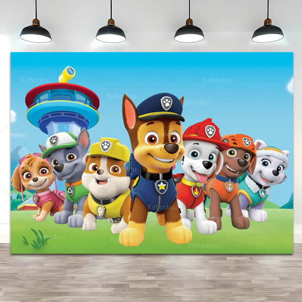 Paw Patrol Födelsedagsfest Bakgrund Pojke Baby shower Fotografi Bakgrund Valp Hund Tema Banner Fotostudio Dekoration Paw Patrol Vinyl 300x200cm