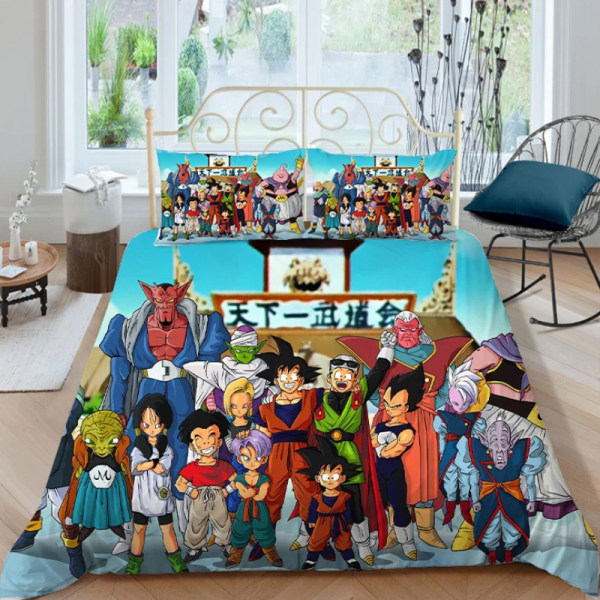 Dragon Ball Z Cover SET Anime Figur Son Goku Printed Sängkläder Säng Spead Barn Sovrum Säng Cover Sängkläder Set 2 GB 140x210cm 2pcs