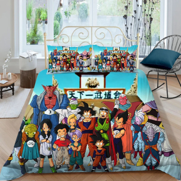 Dragon Ball Z Cover SET Anime Figur Son Goku Printed Sängkläder Säng Spead Barn Sovrum Säng Cover Sängkläder Set 4 EU 200x200cm 3pcs
