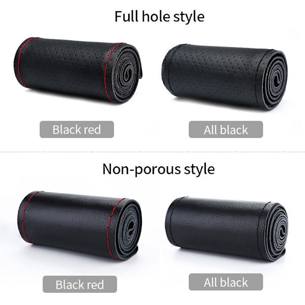 (Style 1 Röd)Premium cover i äkta läder 37CM-38CM Anti-slip cover för rattkohud rattskydd Style 1 Red