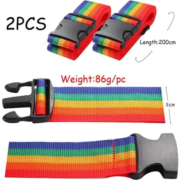 (Regnbue) Bagasjestropper - Uspesifisert - Justerbar spenne elastisk - Regnbuefarge - 200x5cm - 86g Rainbow