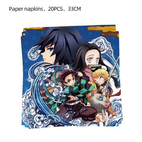 Kimetu No Yaiba Barn Födelsedagsfest Dekoration Bordsservis Papperskoppar Tallrikar Servetter Demon Slayer Tema Baby Shower Pojkar Tillbehör BPXZZ-81PCS