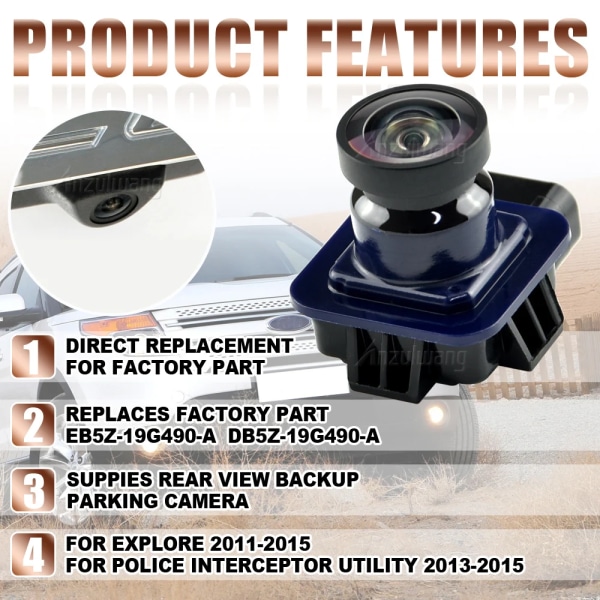Fordon bakre back-up parkeringskamera för 2011-2015 Ford Explorer EB5Z-19G490-A DB5Z19G490A med riktlinjer