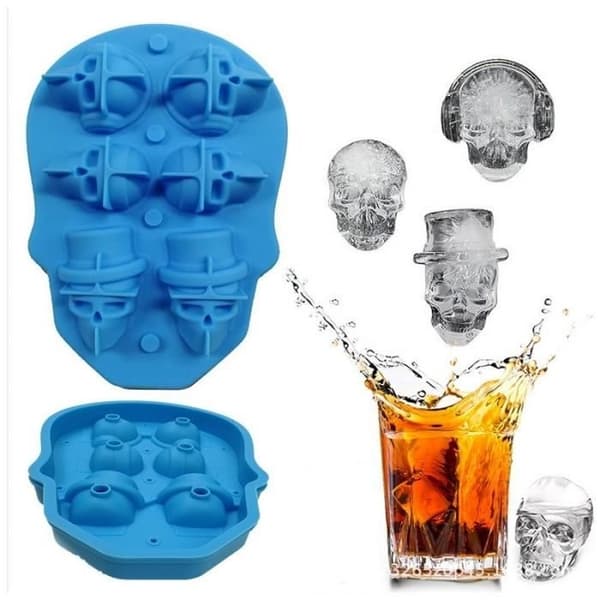 Vinkylare, 3D Silikon Döskalle Isbitsform Isbitsformare för Whiskey Cocktail - Typ 7