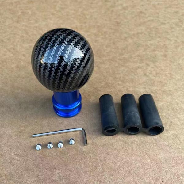 Universal bilväxelspak Växelspak Rund kulform Vattenöverföringstryck Kolfiber 3 st Adapter M12 M10 M8-Blå Blue